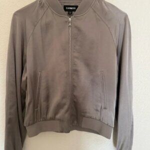Express Grayish Green Bomber Shacket